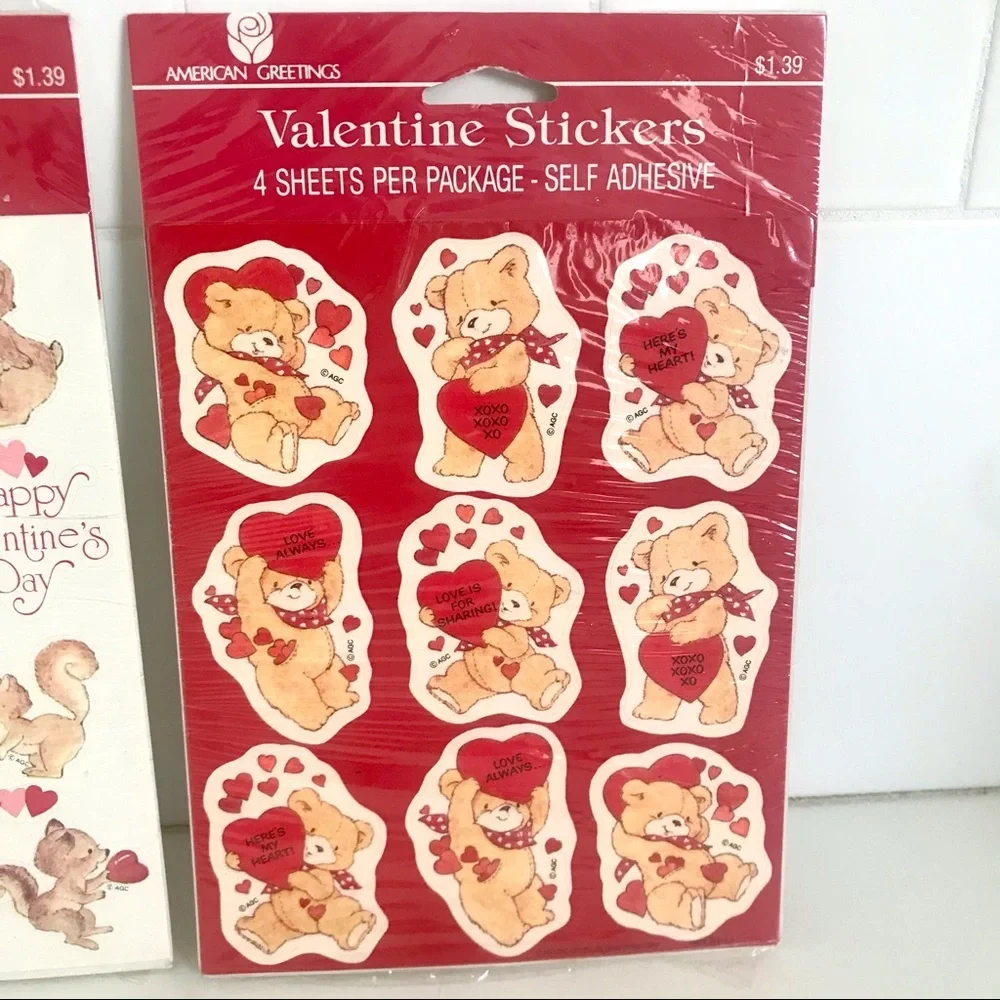 Vintage 80’s animals love valentines sticker packs